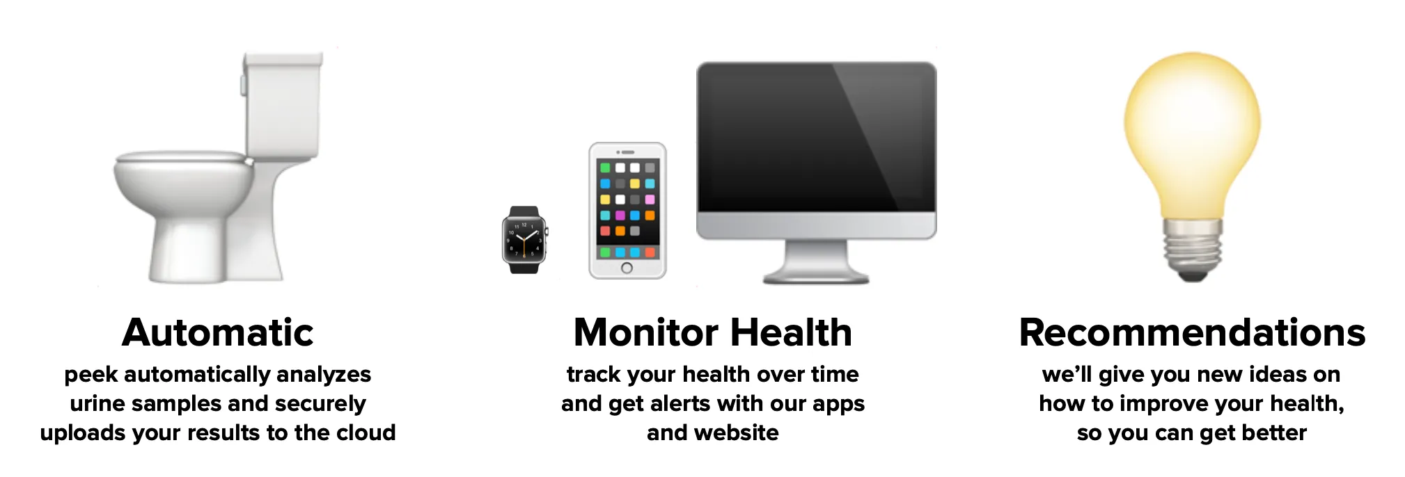 pee(k) features: Automatic analysis, Monitor Health, Recommendations